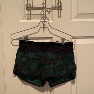 Green and Black Print Lululemon Shorts